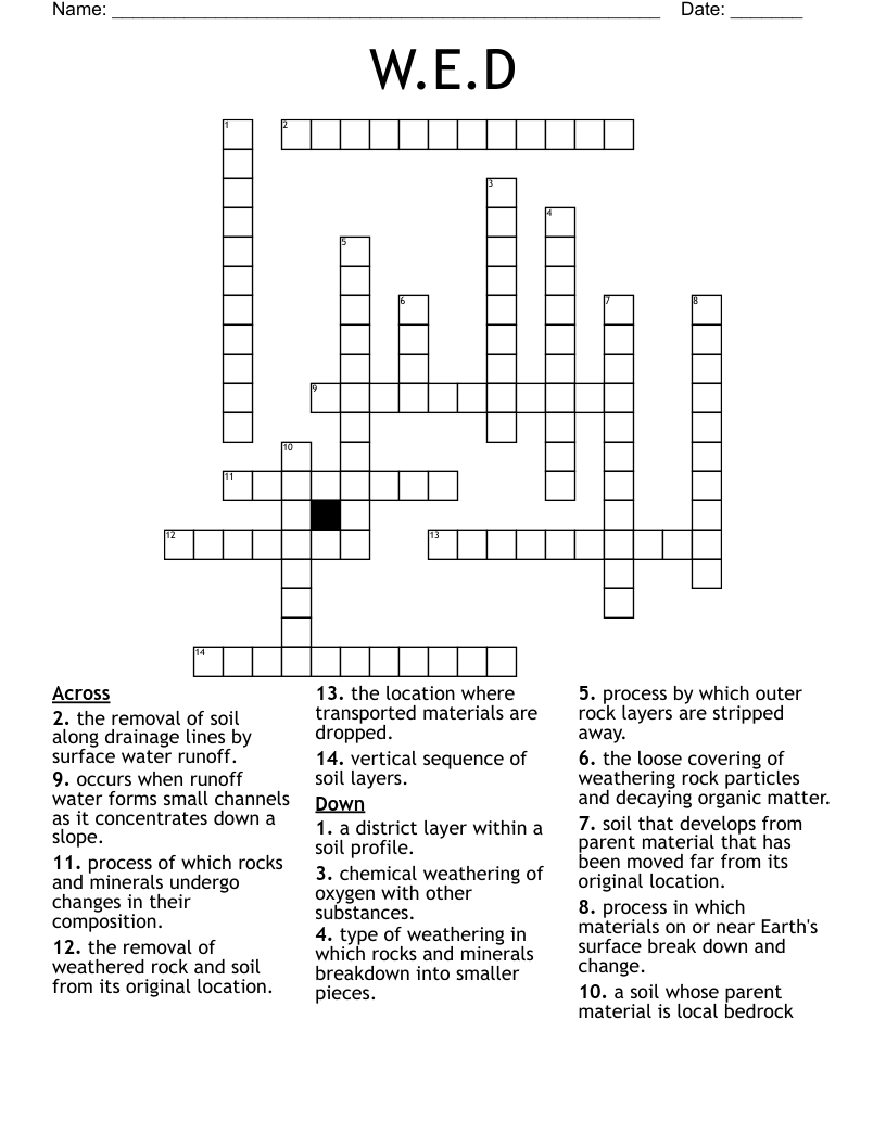 W.E.D  Crossword