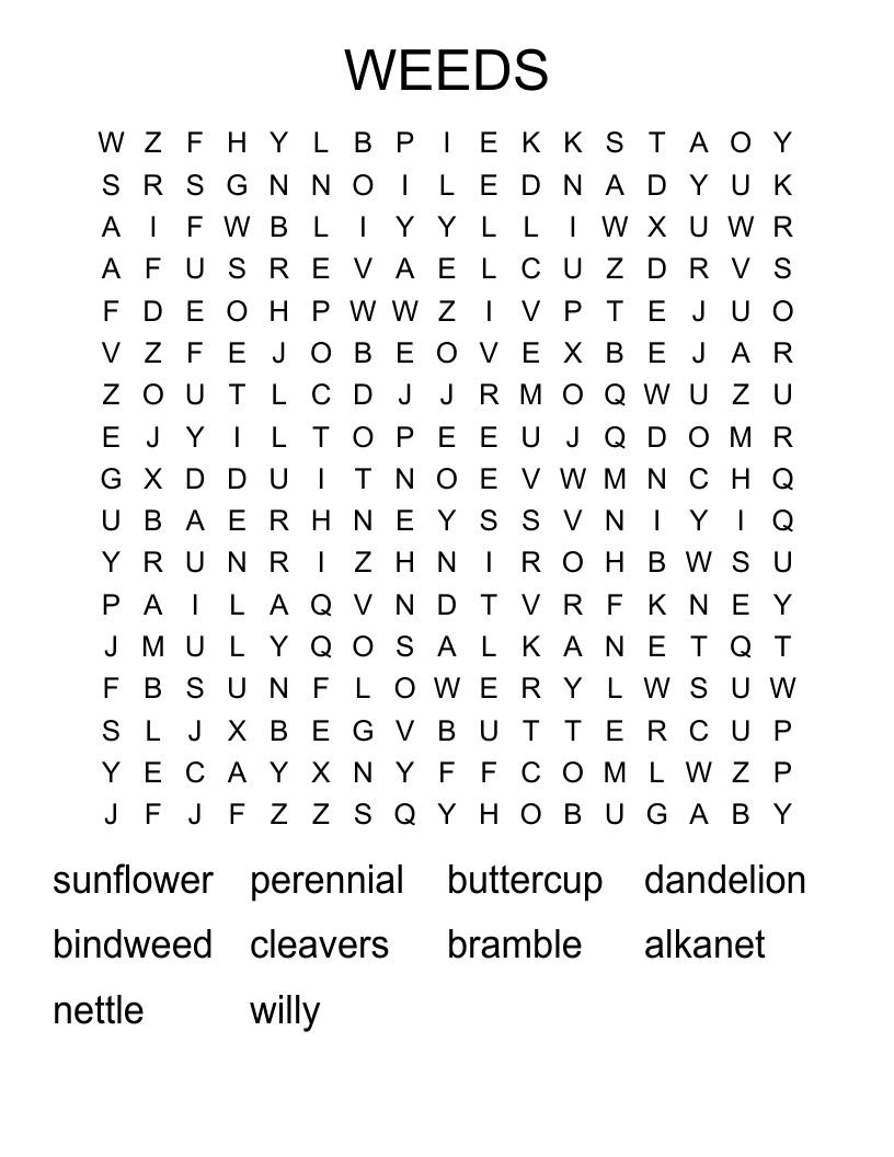 WEEDS Word Search
