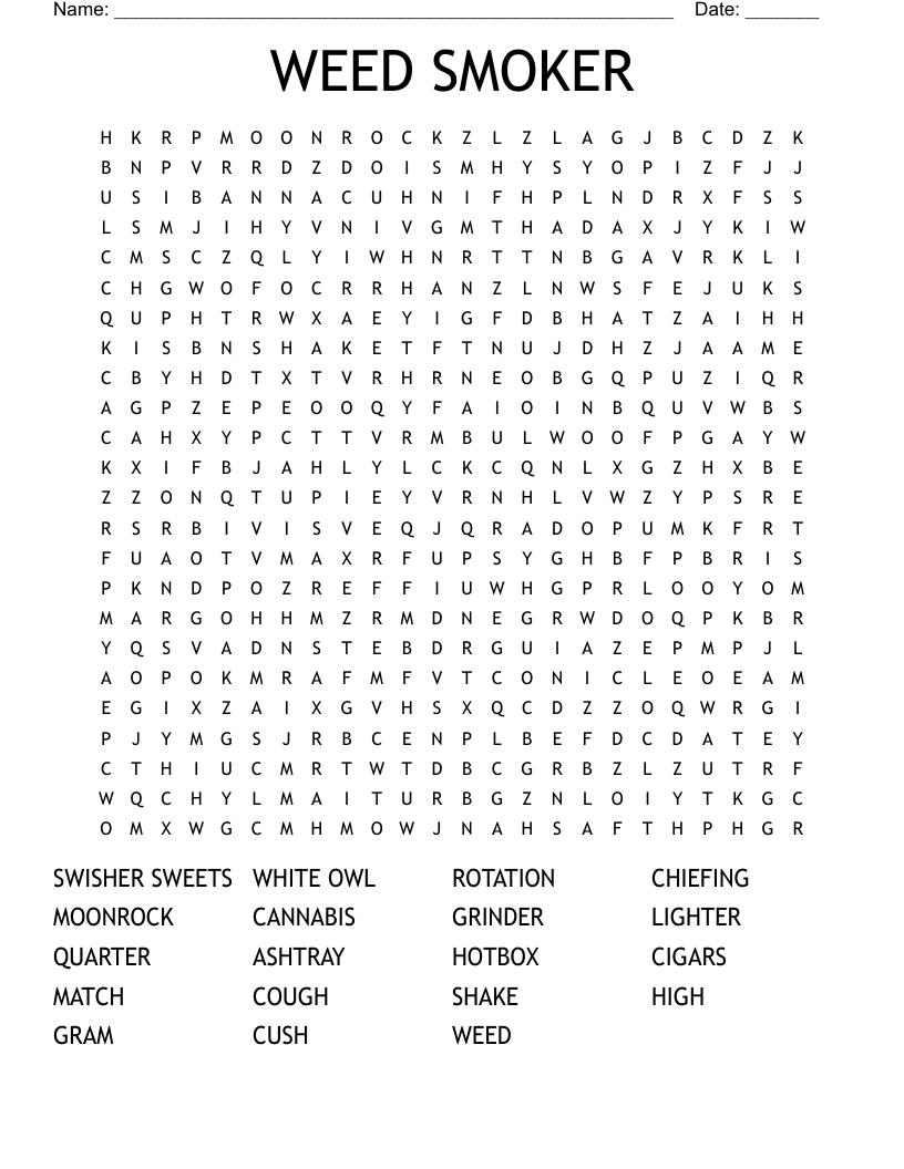 WEED SMOKER Word Search