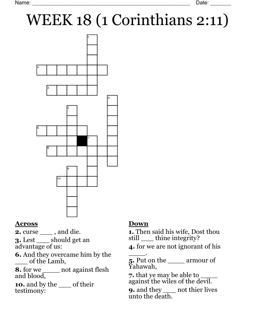 WEEK 18 (1 Corinthians 2:11) Crossword
