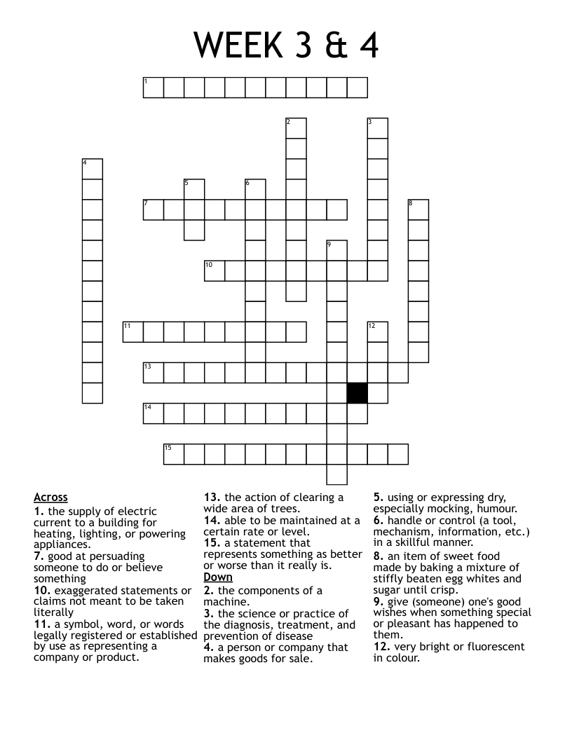WEEK 3 & 4 Crossword