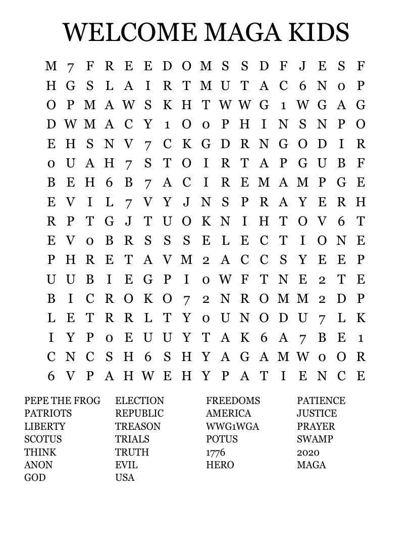 WELCOME MAGA KIDS Word Search
