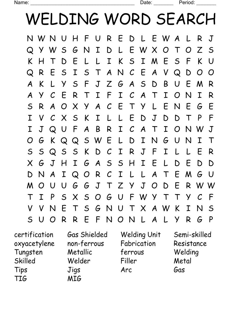 WELDING WORD SEARCH