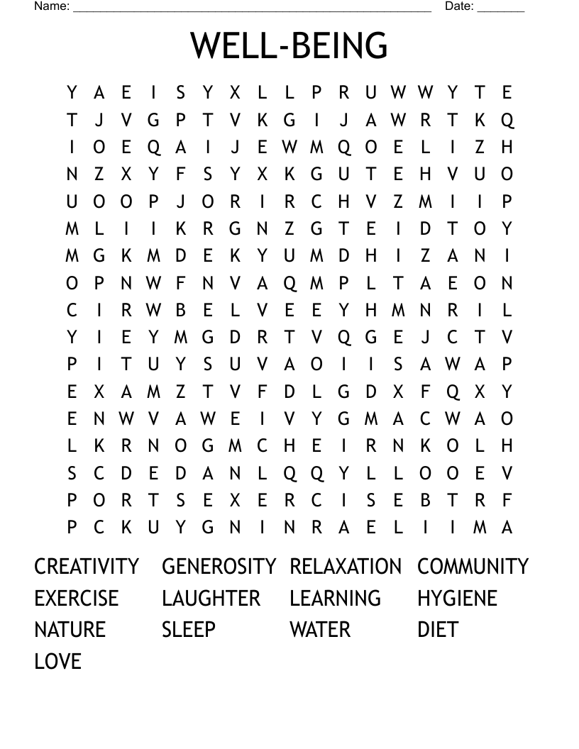 WELL-BEING Word Search