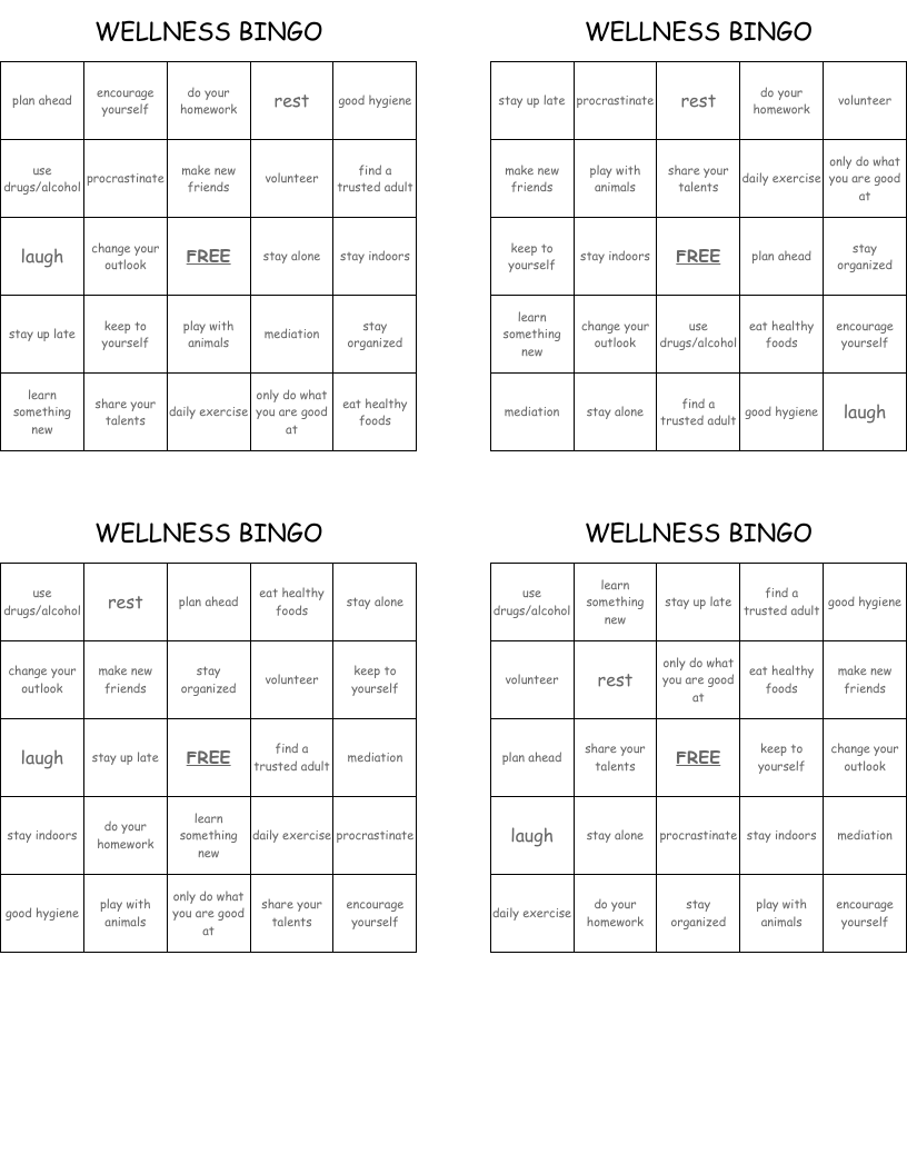 WELLNESS BINGO