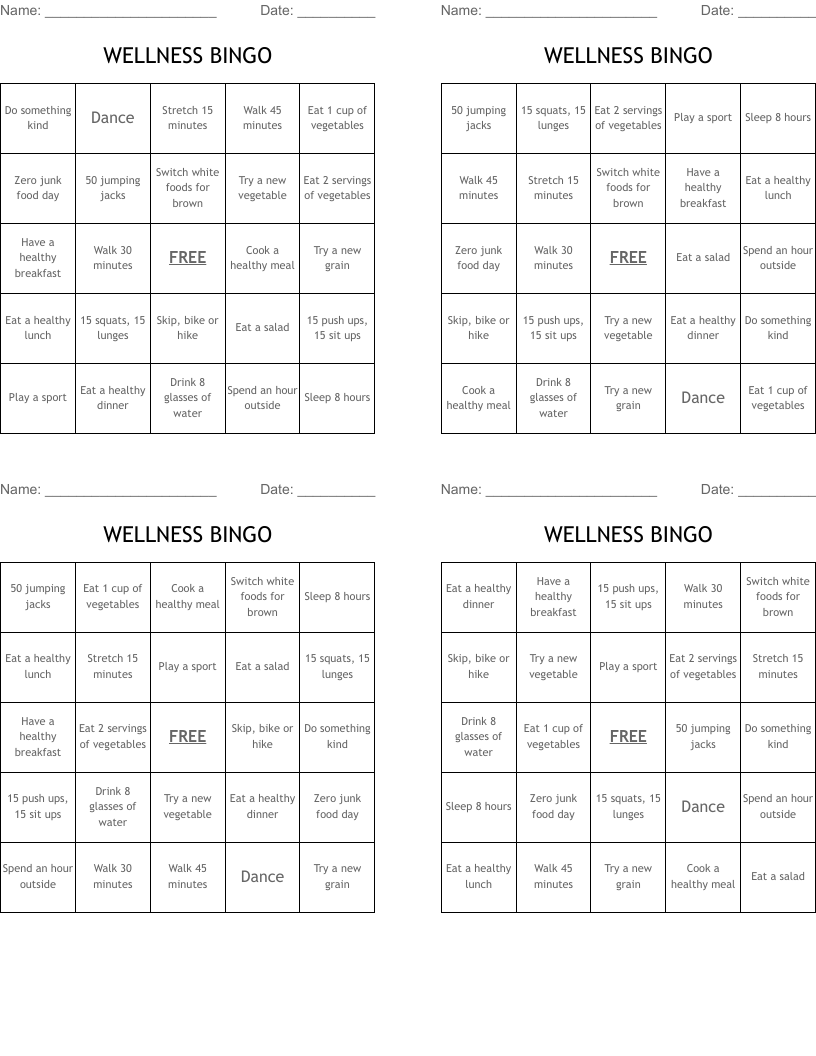 WELLNESS BINGO