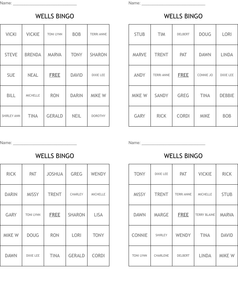 WELLS BINGO