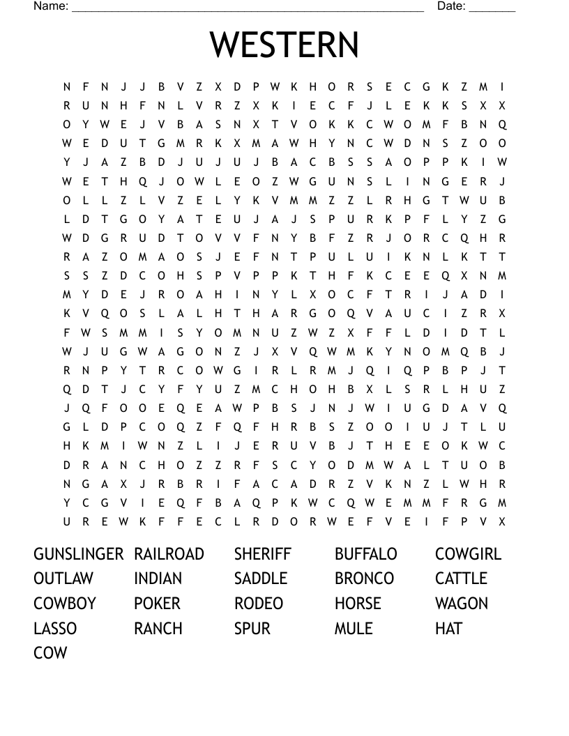 WESTERN Word Search