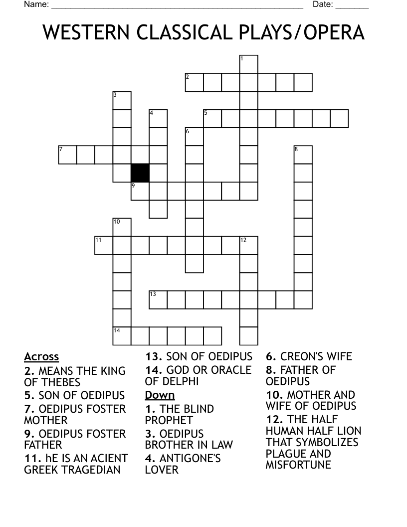 WESTERN CLASSICAL PLAYS/OPERA Crossword