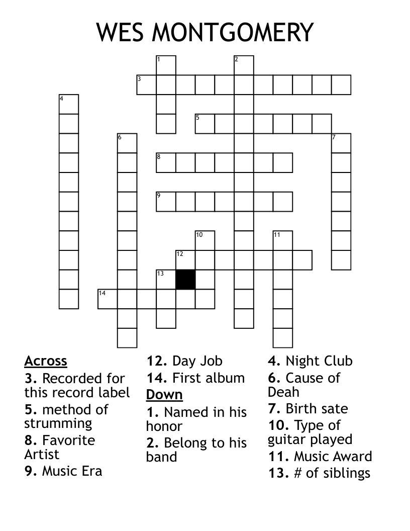 WES MONTGOMERY  Crossword