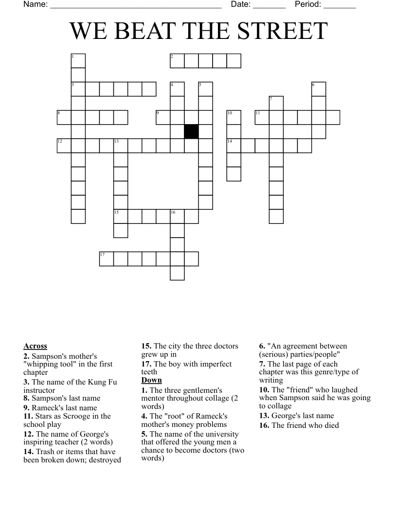 WE BEAT THE STREET Crossword