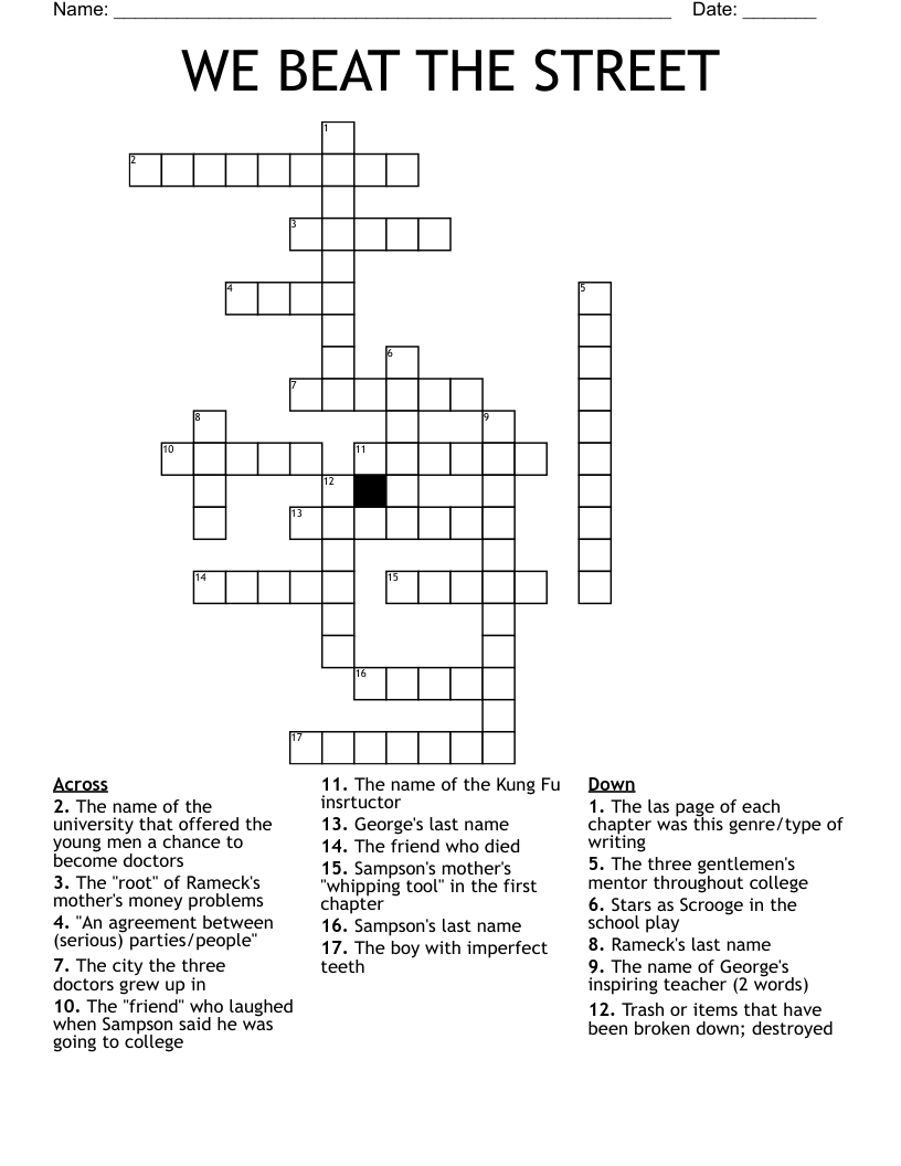 WE BEAT THE STREET Crossword