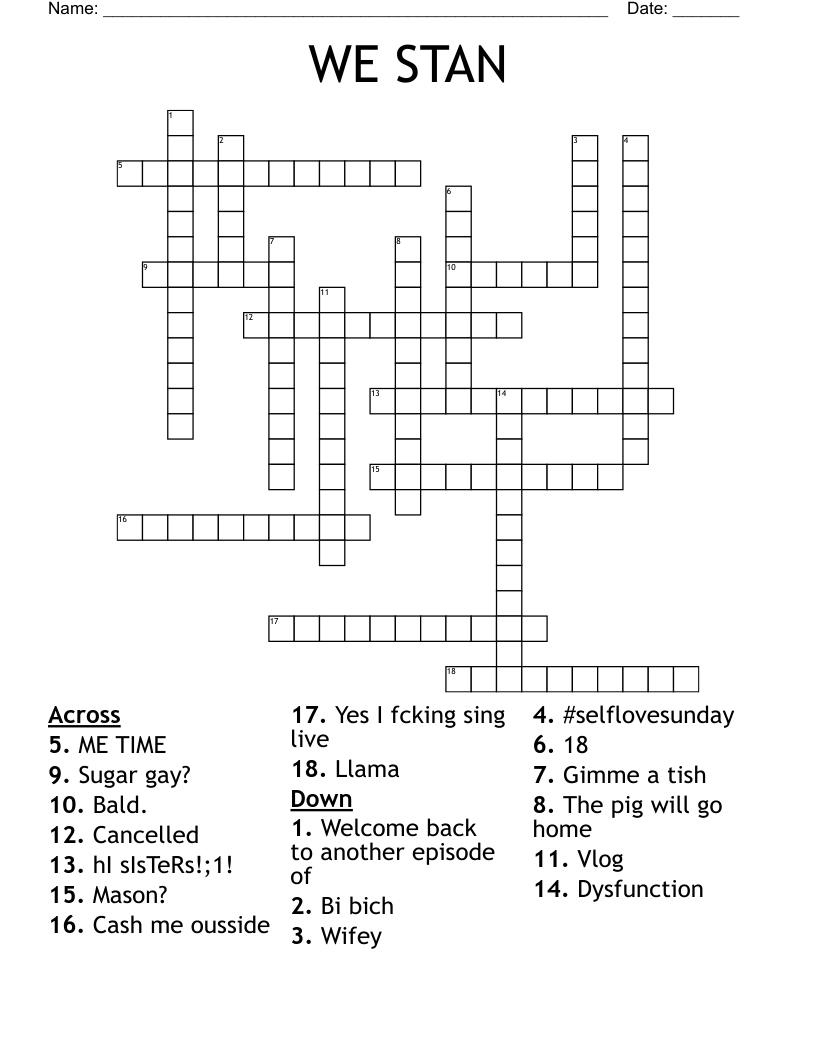 WE STAN Crossword