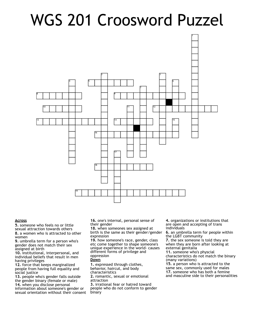 WGS 201 Croosword Puzzel Crossword