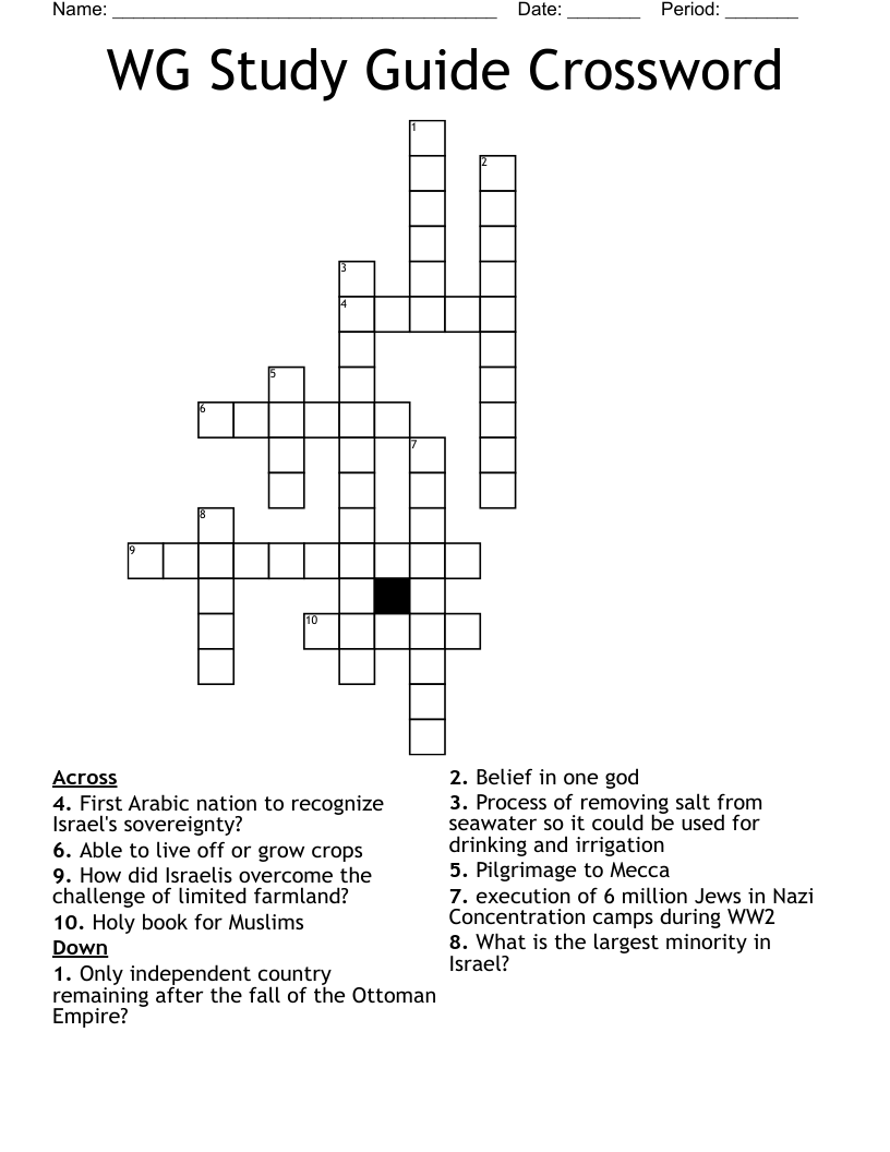 WG Study Guide Crossword
