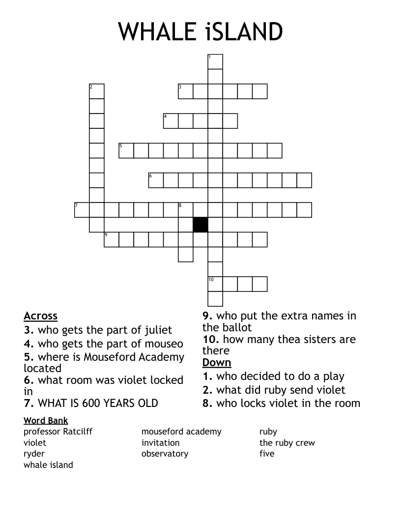 WHALE iSLAND Crossword