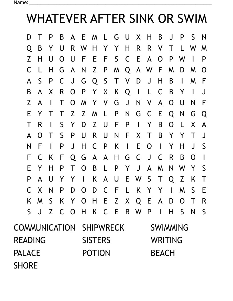 WHATEVER AFTER SINK OR SWIM  Word Search