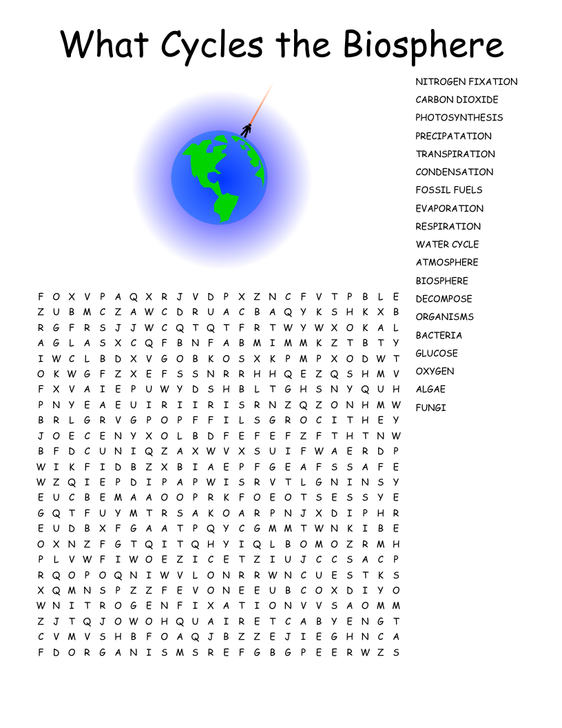What Cycles the Biosphere Word Search