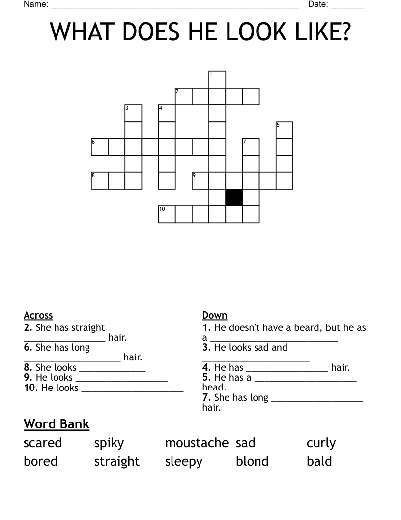 WHAT DOES HE LOOK LIKE? Crossword