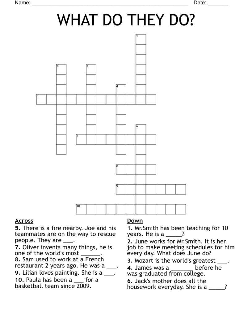 WHAT DO THEY DO? Crossword