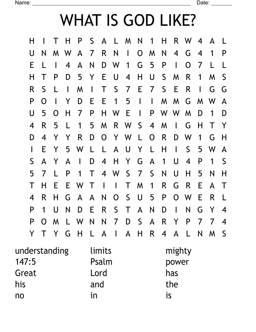 WHAT IS GOD LIKE? Word Search