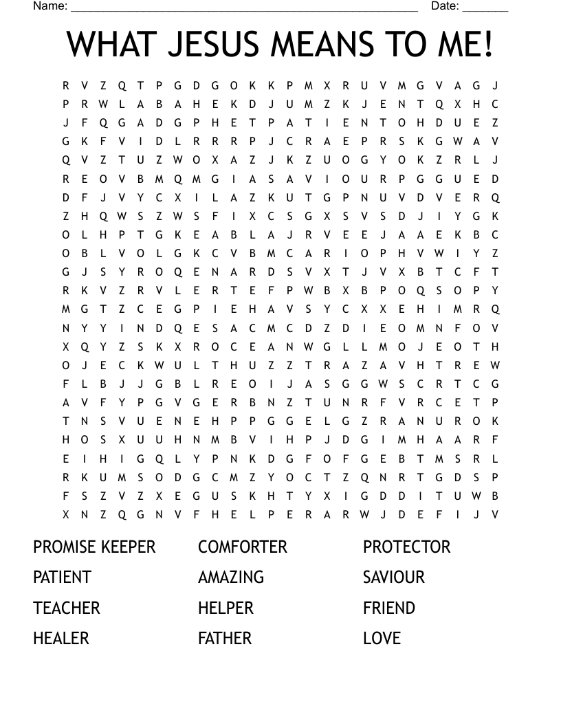WHAT JESUS MEANS TO ME! Word Search