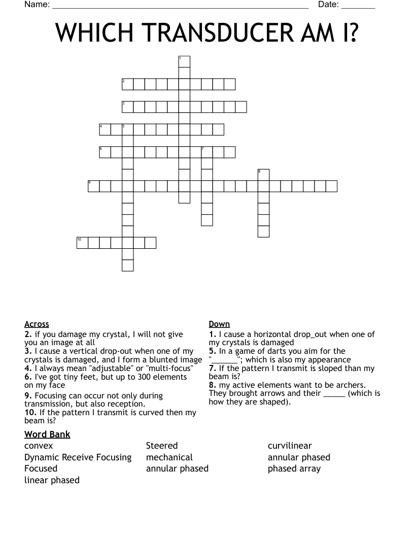 WHICH TRANSDUCER AM I? Crossword