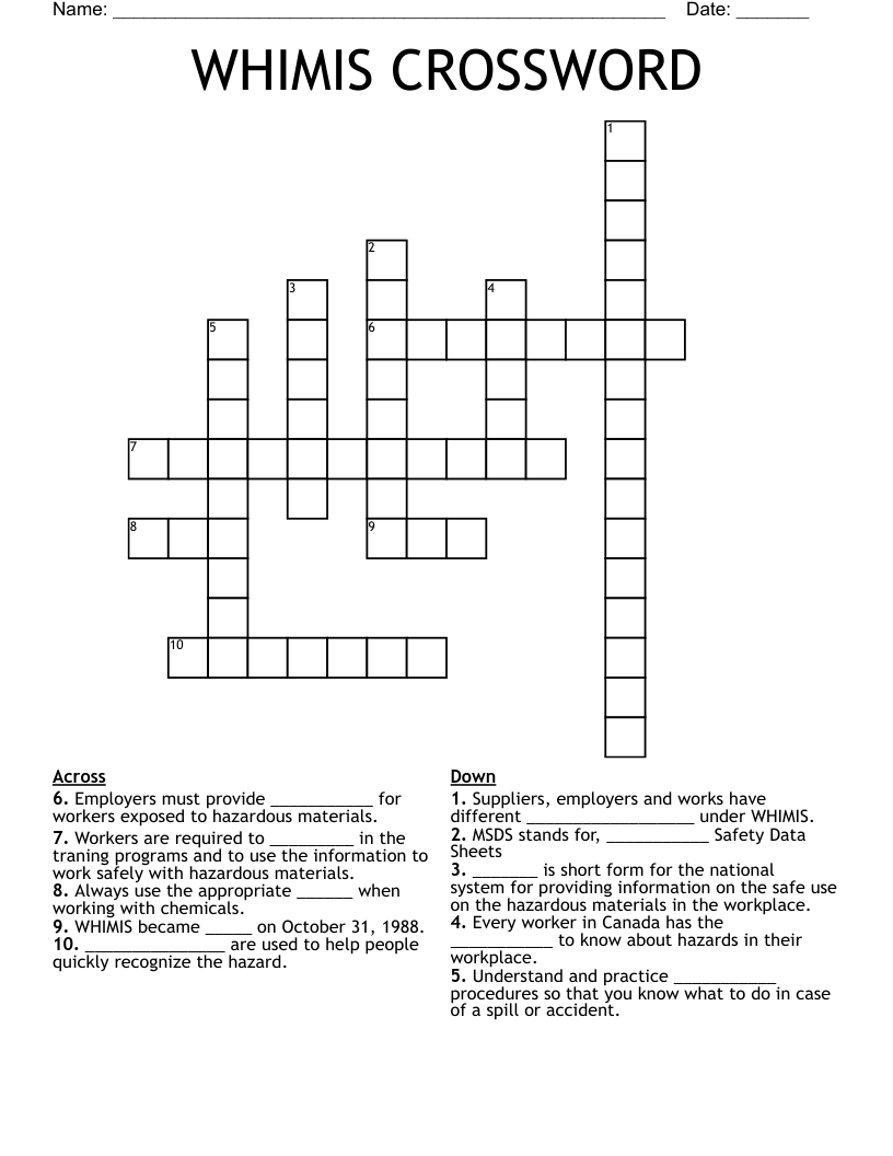 WHIMIS CROSSWORD