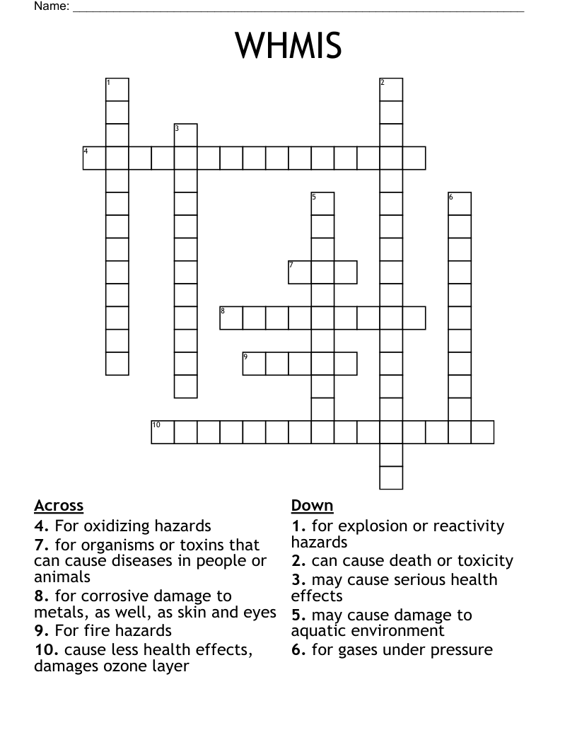 WHMIS Crossword