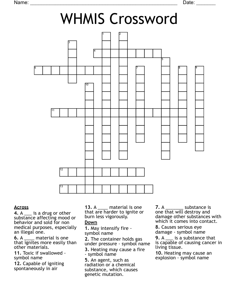 WHMIS Crossword