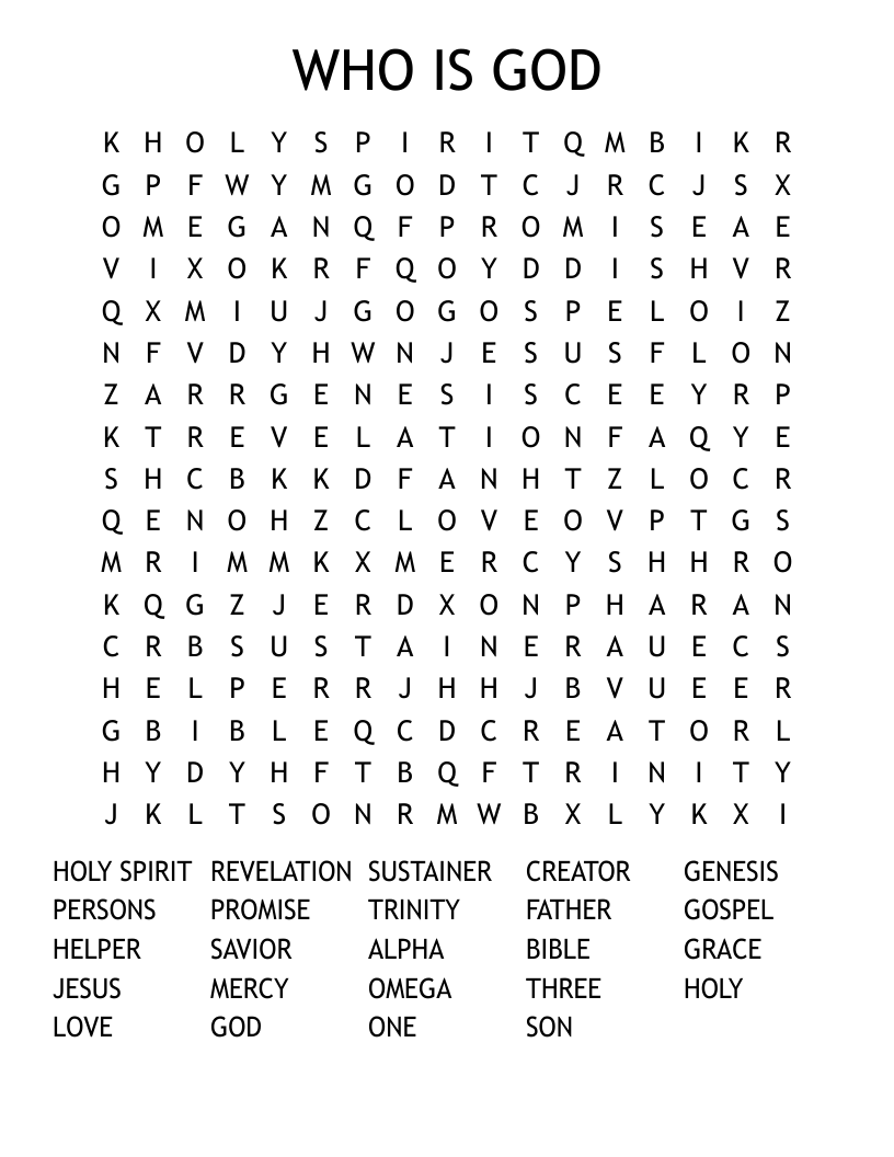 WHO IS GOD Word Search