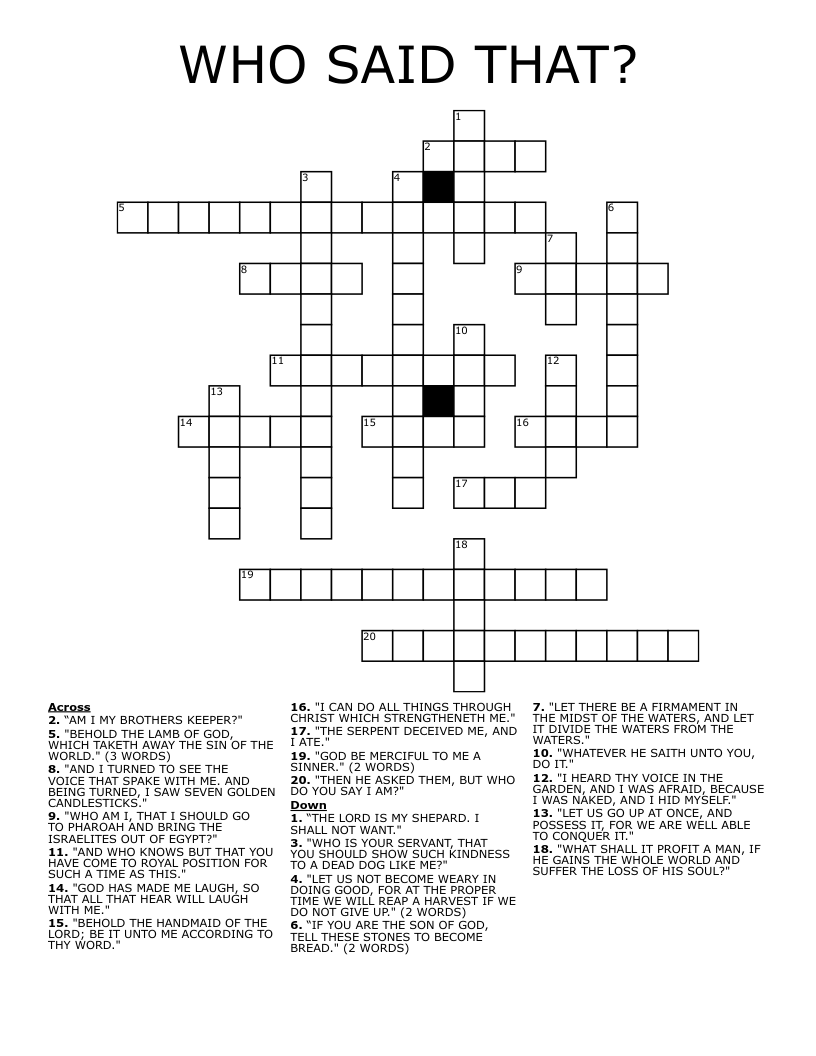 WHO SAID THAT? Crossword