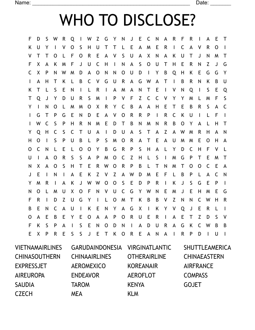 WHO TO DISCLOSE? Word Search
