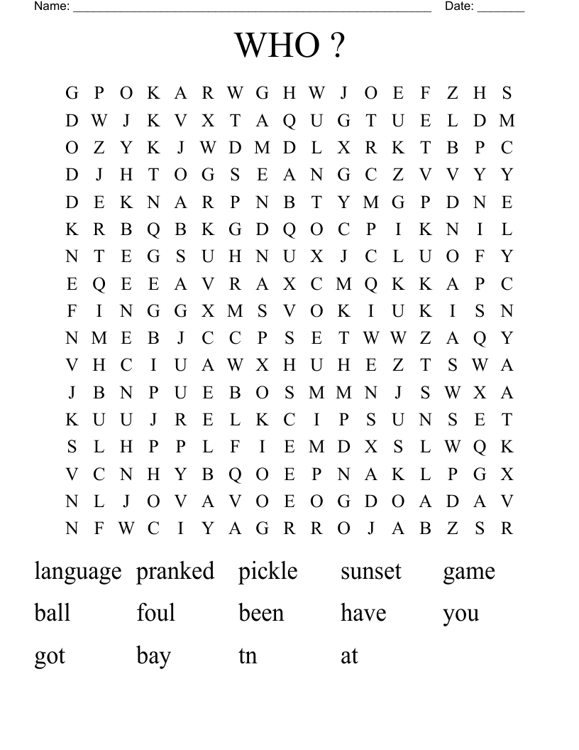 WHO ? Word Search