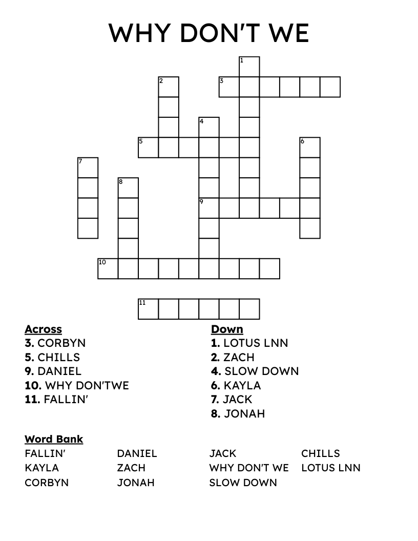 WHY DON'T WE Crossword