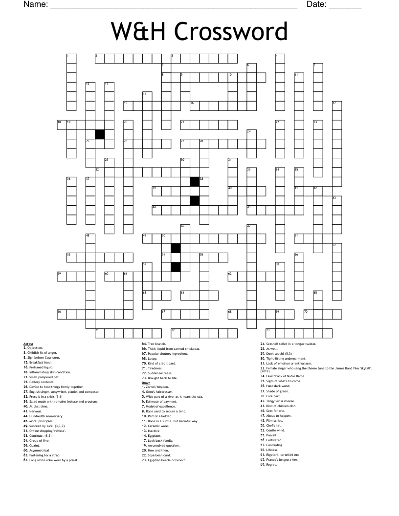 W&H Crossword 