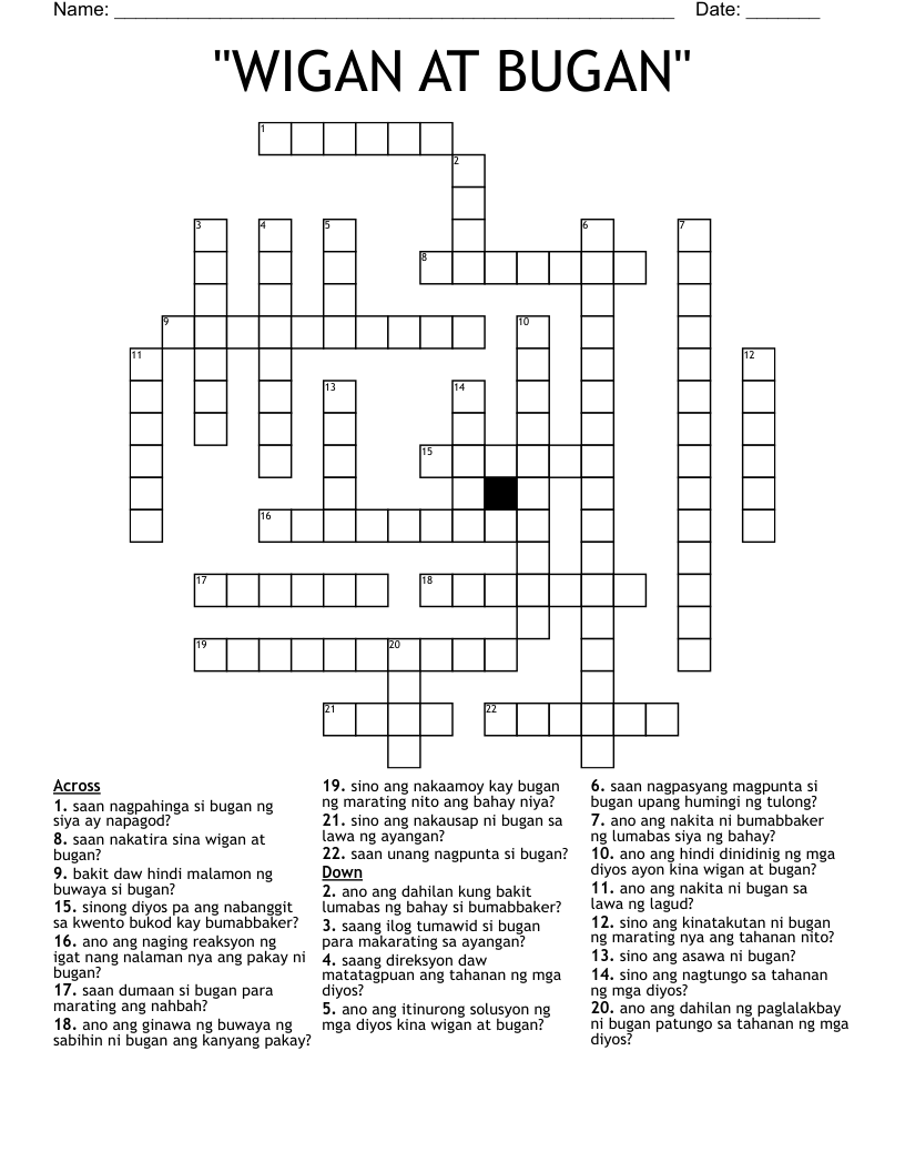 "WIGAN AT BUGAN" Crossword