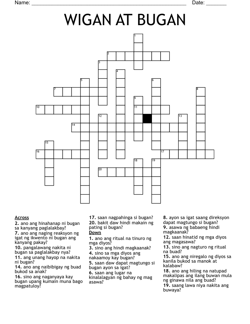 WIGAN AT BUGAN Crossword