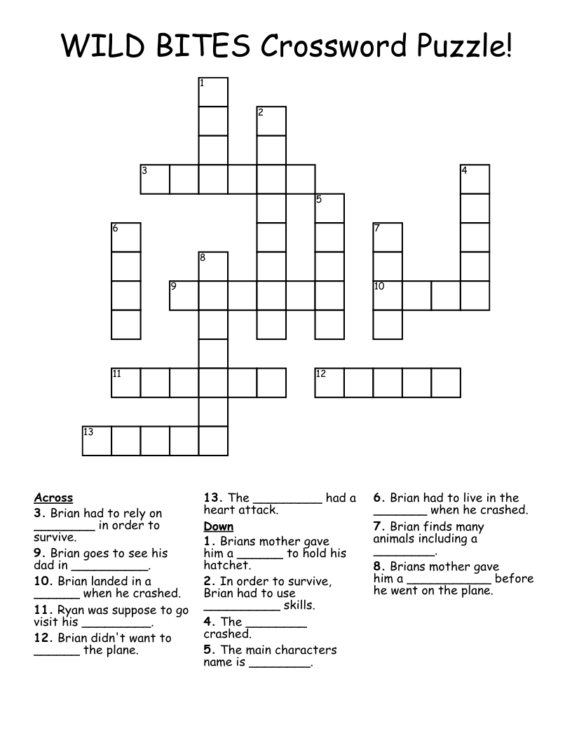 WILD BITES Crossword Puzzle!