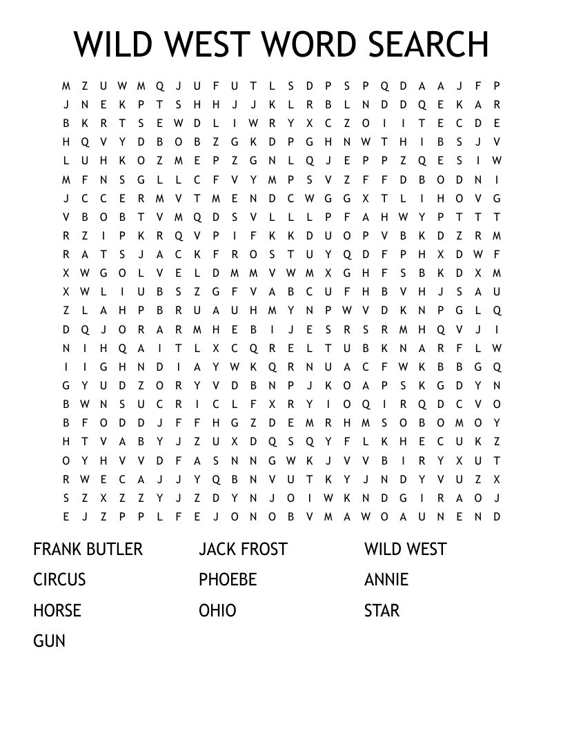 WILD WEST WORD SEARCH