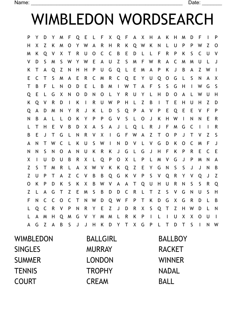 WIMBLEDON WORDSEARCH