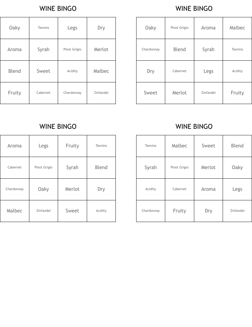 WINE BINGO