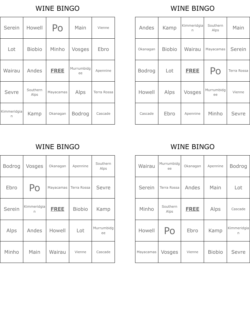 WINE BINGO