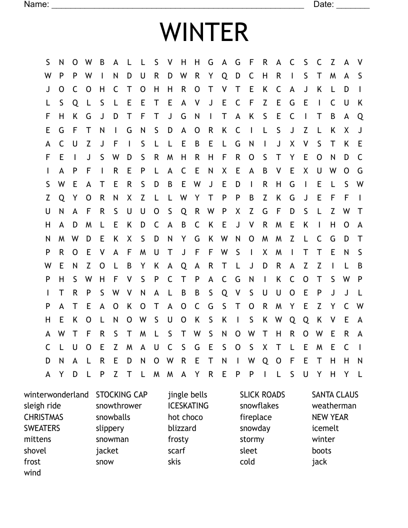 WINTER Word Search