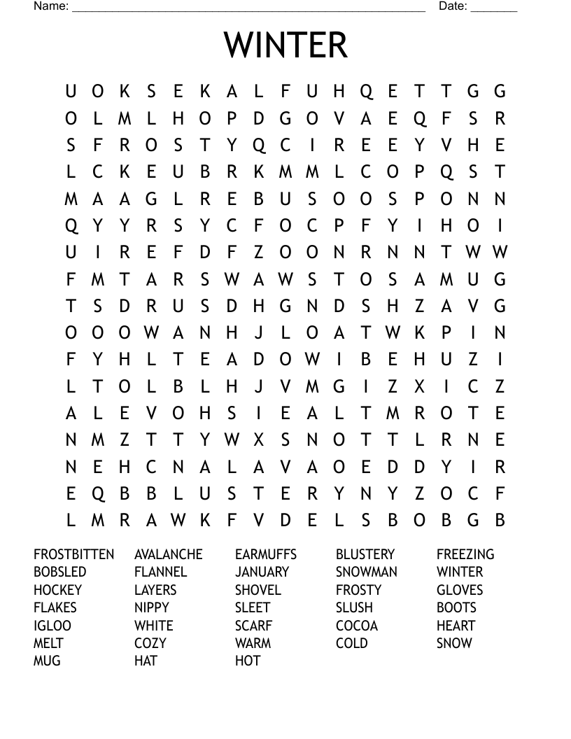 WINTER Word Search
