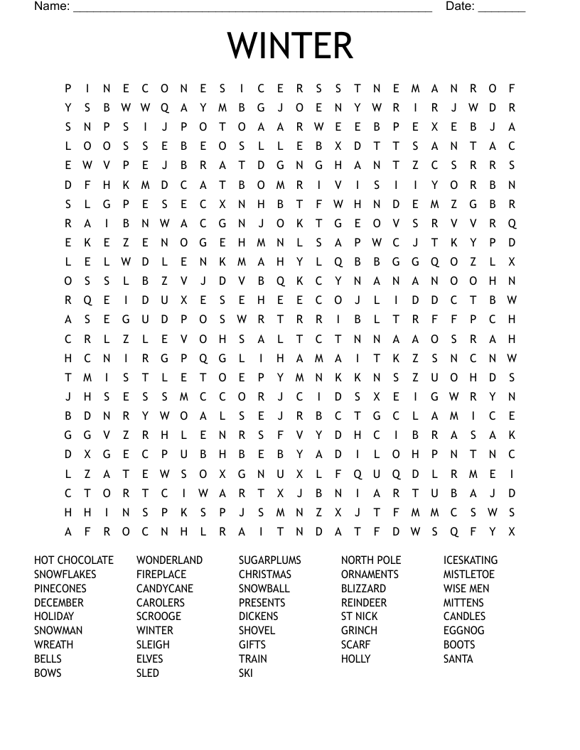 WINTER Word Search