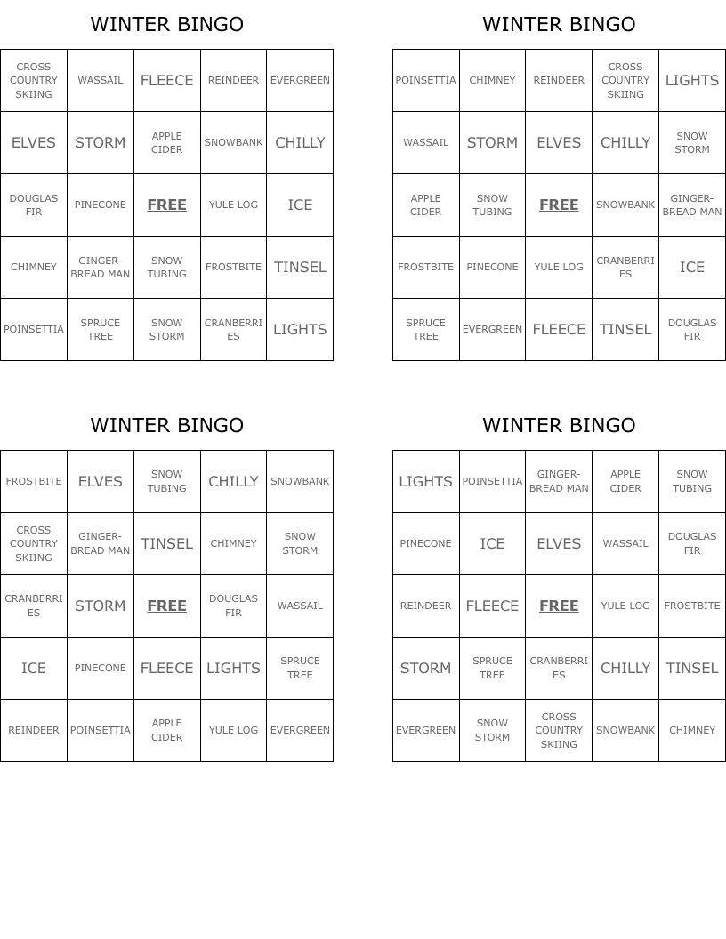 WINTER BINGO