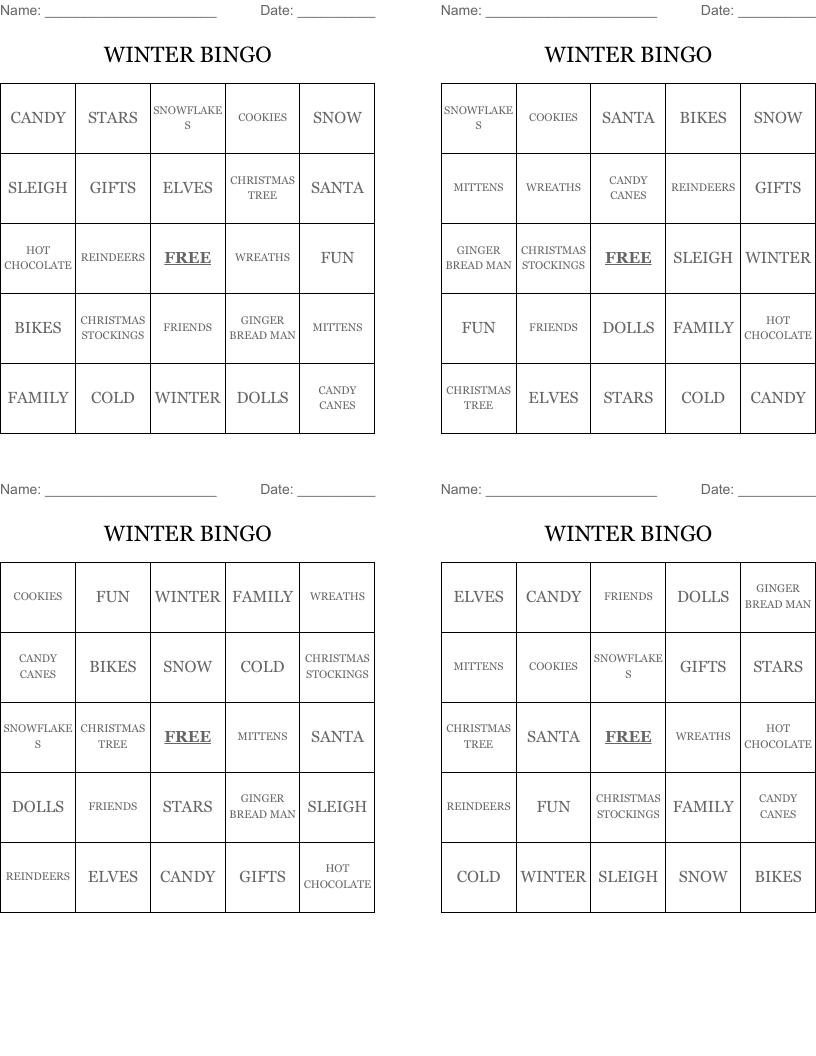 WINTER BINGO