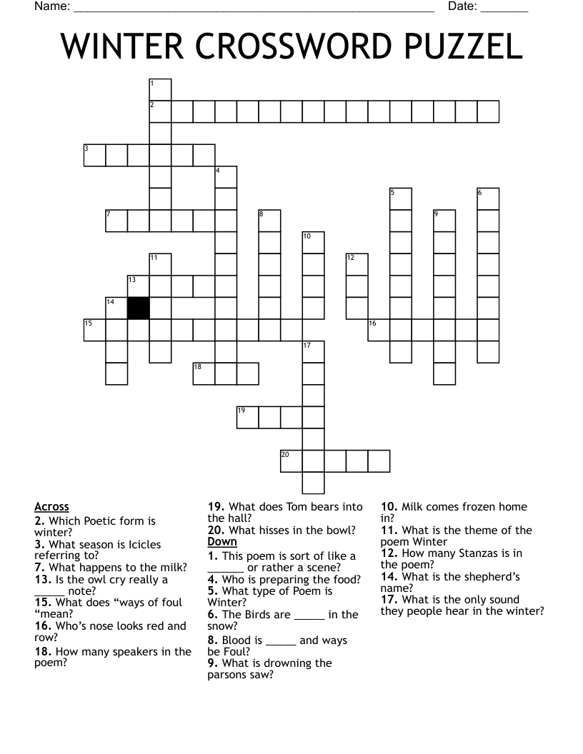 WINTER CROSSWORD PUZZEL