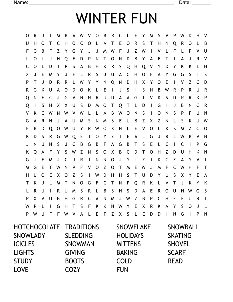 WINTER FUN Word Search